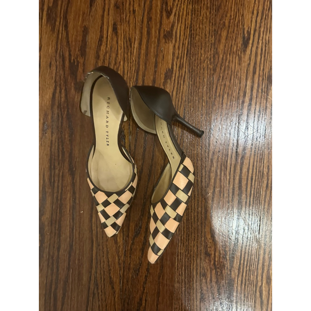 Women's Richard Tyler Heels Size 36.5 Brown and Peach - Picture 8 of 9